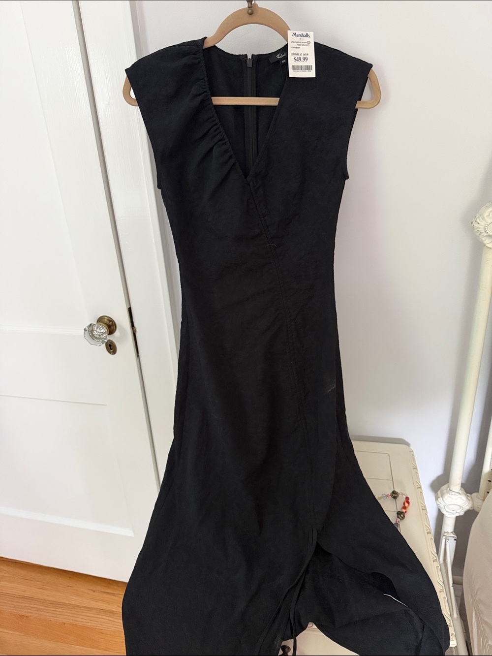 Rails Black Midi V-Neck Cap Sleeve Dress